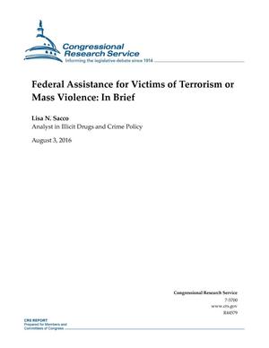 Primary view of object titled 'Federal Assistance for Victims of Terrorism or Mass Violence: In Brief'.