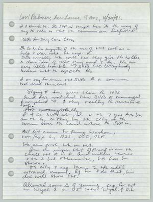 Primary view of object titled '[Handwritten notes: Interview with Lori Palmer]'.