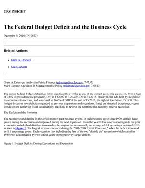 Primary view of object titled 'The Federal Budget Deficit and the Business Cycle'.