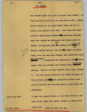 Primary view of object titled '[News Script: Band]'.