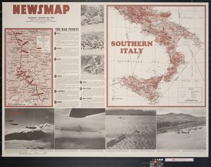 Primary view of object titled 'Newsmap. Monday, August 30, 1943 : week of August 19 to August 26, 207th week of the war, 89th week of U.S. participation'.