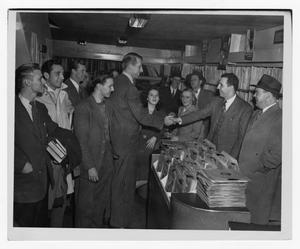Primary view of object titled '[Kenton greeting fans]'.