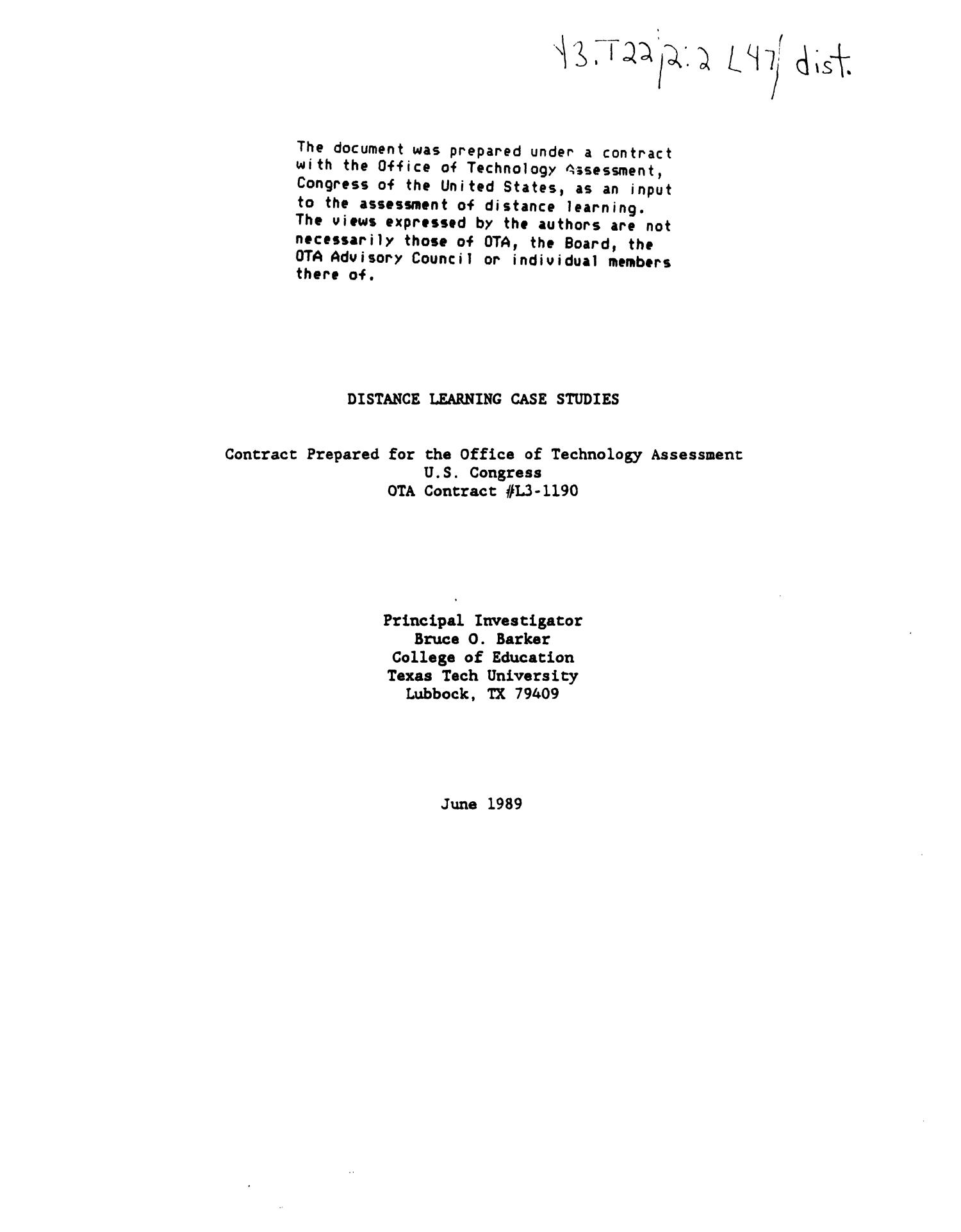 Distance learning case studies
                                                
                                                    Title Page
                                                