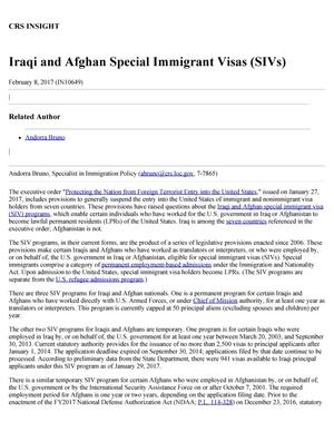 Primary view of object titled 'Iraqi and Afghan Special Immigrant'.
