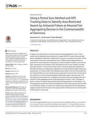 Primary view of object titled 'Using a Partial Sum Method and GPS Tracking Data to Identify Area Restricted Search by Artisanal Fishers at Moored Fish Aggregating Devices in the Commonwealth of Dominica'.