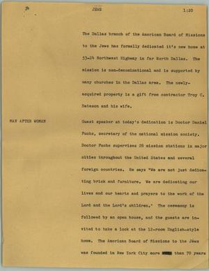 Primary view of object titled '[News Script: Jews]'.