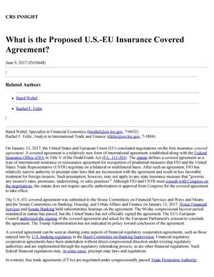 Primary view of object titled 'What is the Proposed U.S.-EU Insurance Covered Agreement?'.