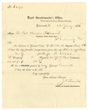 Primary view of object titled '[Statement of Transportation Costs Submitted to Army Paymaster]'.