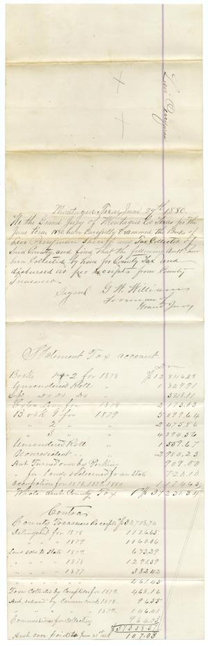 Primary view of object titled '[Statement of Account, June 29, 1880]'.