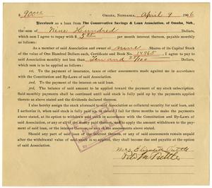 Primary view of object titled '[Loan agreement, April 9, 1906]'.