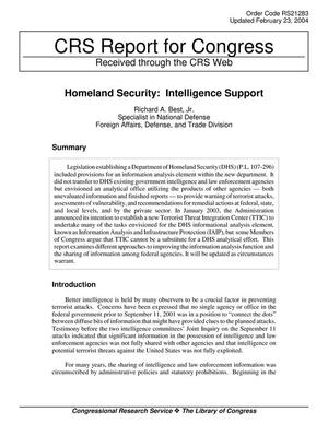 Homeland Security: Intelligence Support
