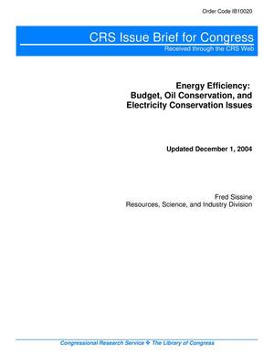 Energy Efficiency: Budget, Oil Conservation, and Electricity Conservation Issues