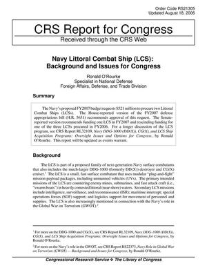 Primary view of object titled 'Navy Littoral Combat Ship (LCS): Background and Issues for Congress'.