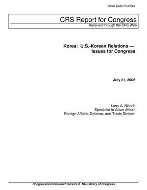 Korea: U.S.-Korean Relations -- Issues for Congress