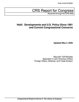 Haiti: Developments and U.S. Policy Since 1991 and Current Congressional Concerns