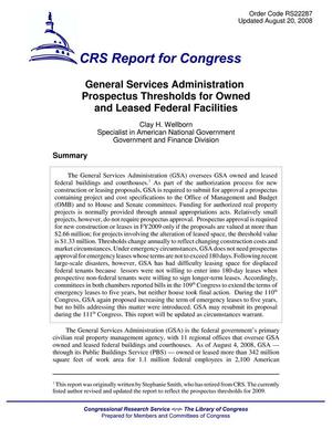 General Services Administration Prospectus Thresholds for Owned and Leased Federal Facilities