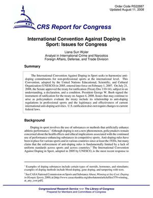 International Convention Against Doping in Sport: Issues for Congress