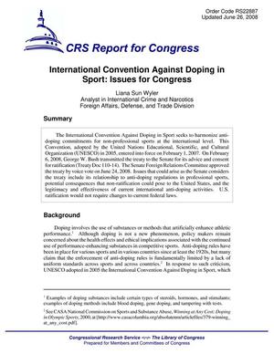 International Convention Against Doping in Sport: Issues for Congress