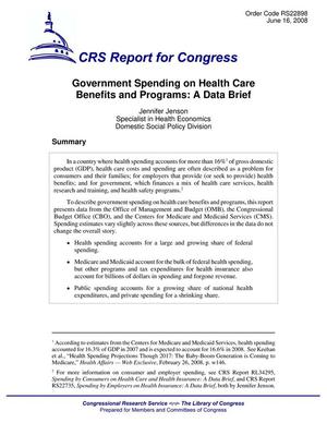 Government Spending on Health Care Benefits and Programs: A Data Brief