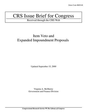Primary view of object titled 'Item Veto and Expanded Impoundment Proposals'.