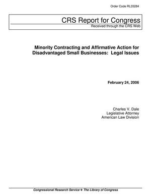 Primary view of object titled 'Minority Contracting and Affirmative Action for Disadvantaged Small Businesses: Legal Issues'.