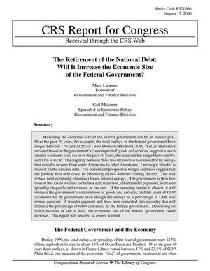 The Retirement of the National Debt: Will It Increase the Economic Size of the Federal Government?