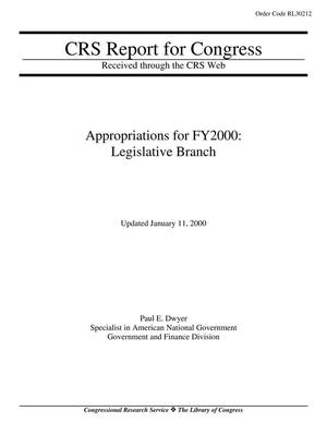Primary view of object titled 'Appropriations for FY2000: Legislative Branch'.