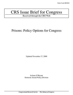 Prisons: Policy Options for Congress