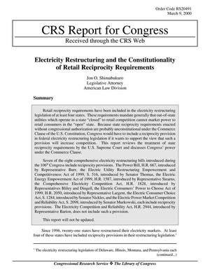 Electricity Restructuring and the Constitutionality of Retail Reciprocity Requirements