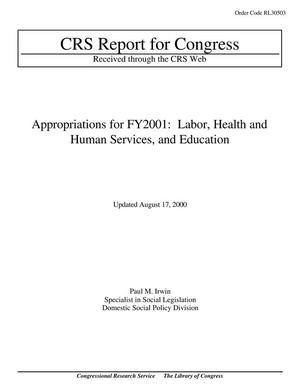 Appropriations for FY2001: Labor, Health and Human Services, and Education
