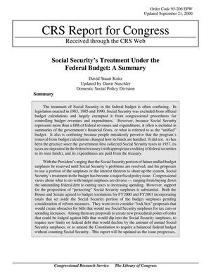 Social Security's Treatment Under the Federal Budget: A Summary