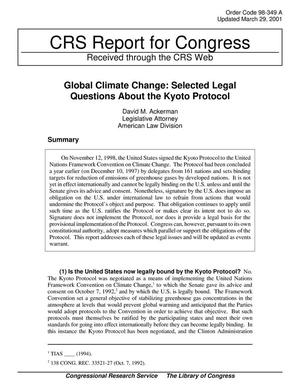 Global Climate Change: Selected Legal Questions About the Kyoto Protocol