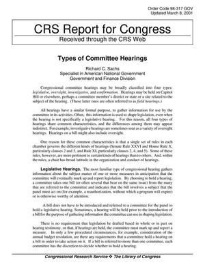 Types of Committee Hearings