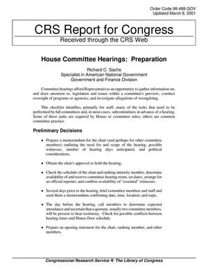 House Committee Hearings: Preparation