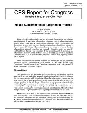 House Subcommittees: Assignment Process