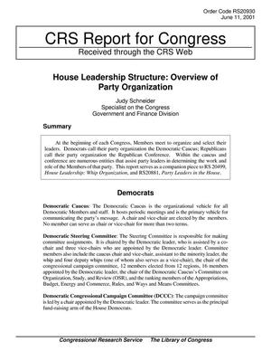 House Leadership Structure: Overview of Party Organization