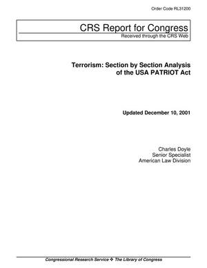 Terrorism: Section by Section Analysis of the USA PATRIOT Act