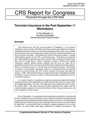Terrorism Insurance in the Post September 11 Marketplace