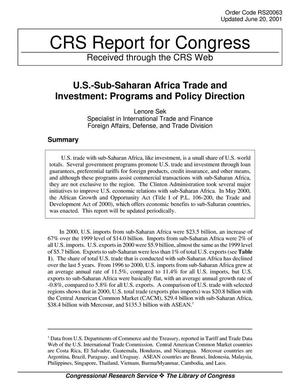 U.S.-Sub-Saharan Africa Trade and Investment: Programs and Policy Direction
