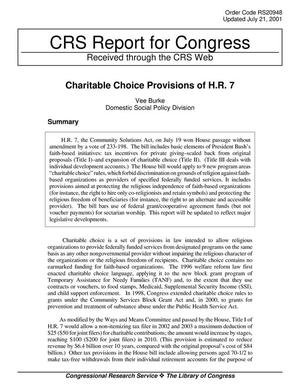 Charitable Choice Provisions of H.R. 7