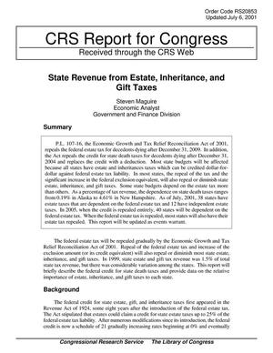 State Revenue from Estate, Inheritance, and Gift Taxes