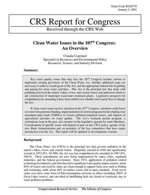 Clean Water Issues in the 107th Congress: An Overview