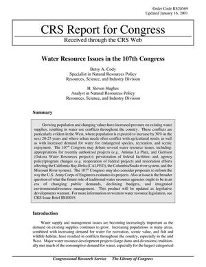 Water Resource Issues in the 107th Congress