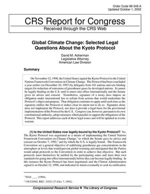 Global Climate Change: Selected Legal Questions About the Kyoto Protocol