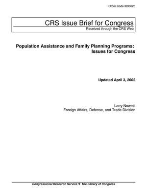 Population Assistance and Family Planning Programs: Issues for Congress