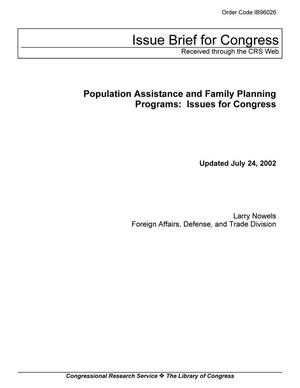 Population Assistance and Family Planning Programs: Issues for Congress