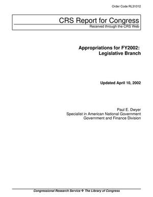 Primary view of object titled 'Appropriations for FY2002: Legislative Branch'.