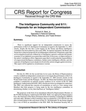 The Intelligence Community and 9/11: Proposals for an Independent Commission