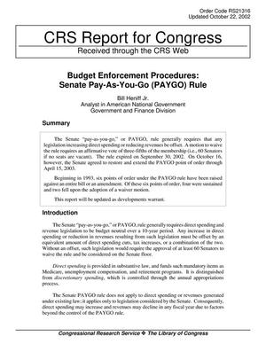 Budget Enforcement Procedures: Senate Pay-As-You-Go (PAYGO) Rule