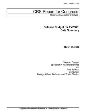 Defense Budget for FY2003: Data Summary